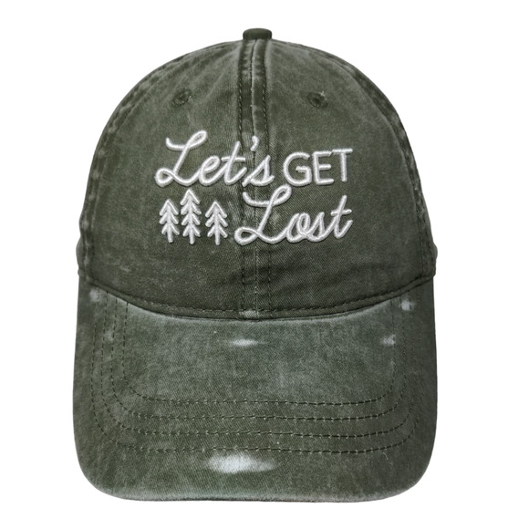 Unbranded Men's Slideback Hat Green Size OSFM Embroidered Logo Let's Get Lost! - Picture 1 of 7
